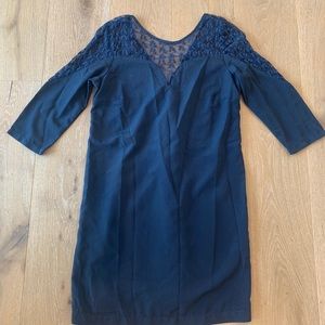 navy lace 3/4 sleeve dress